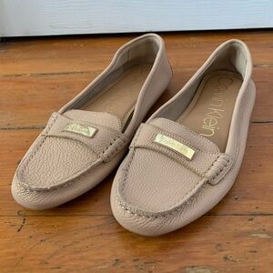 Nude Calvin Klein Flats with Gold Details
